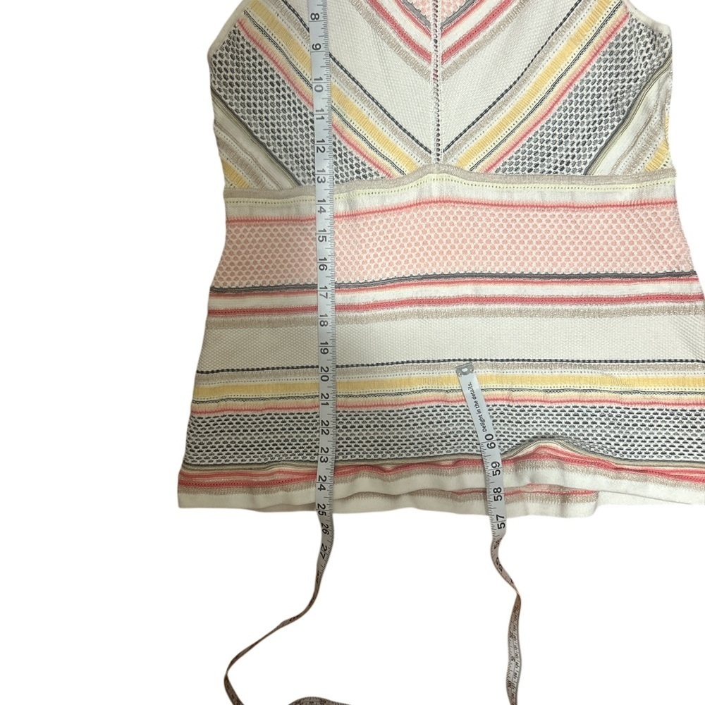 WHBM White House Black Market Striped Knit Sleeveless Top Ivory Sz Large - Picture 6 of 7
